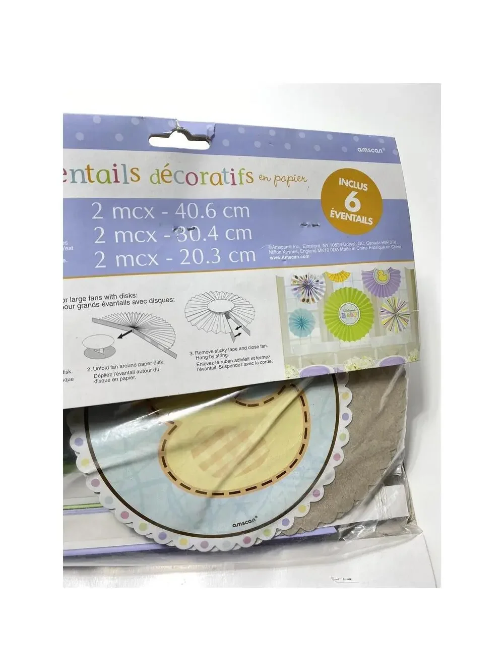 baby shower paper fan decorations 6pc set